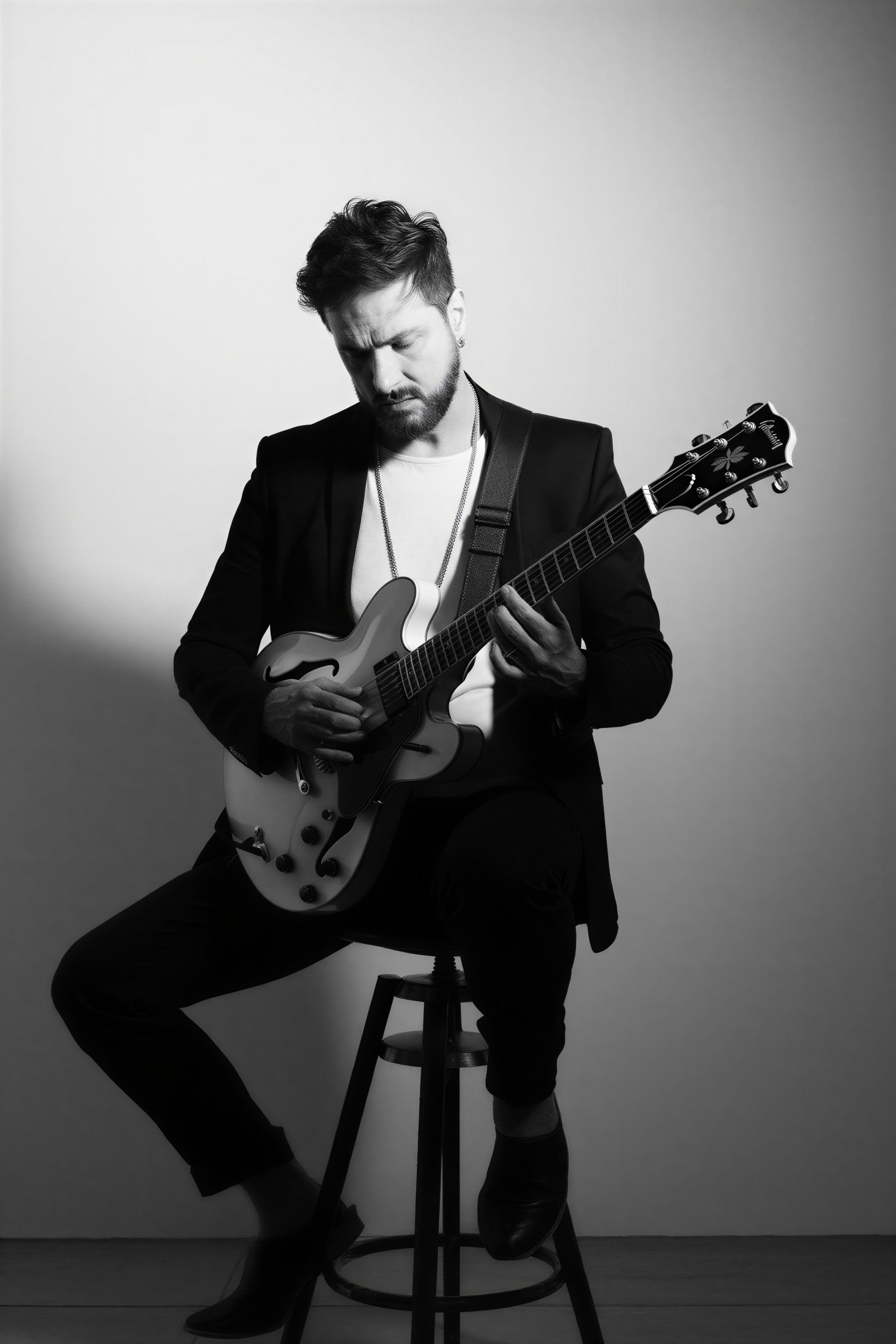 Francis Valadj a tocar guitarra